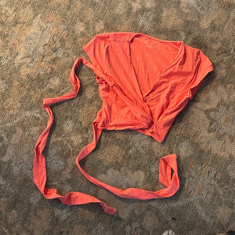 Anthropologie Vibrant Orange Crop Top